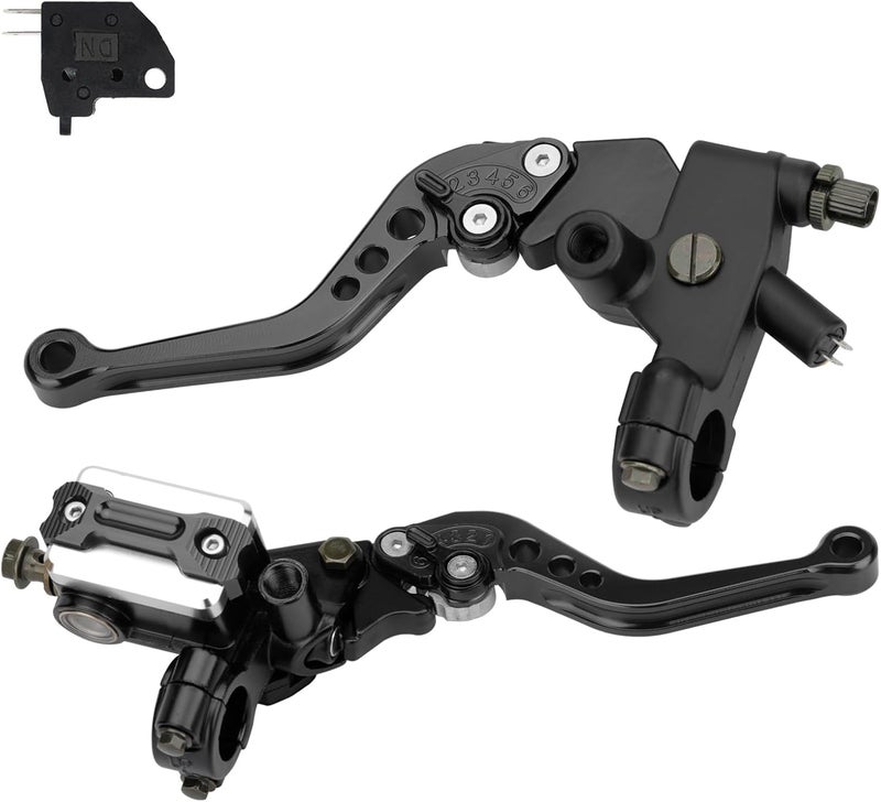 RIDLOG Universal CNC Motorcycle 7/8" 22mm Handlebar Brake Master Cylinder Clutch Lever, Dirt Bike Mini Bike Brake Lever, Brake and Clutch Lever Set Fit for Honda Kawasaki Suzuki Yamaha (Black) - Image 1